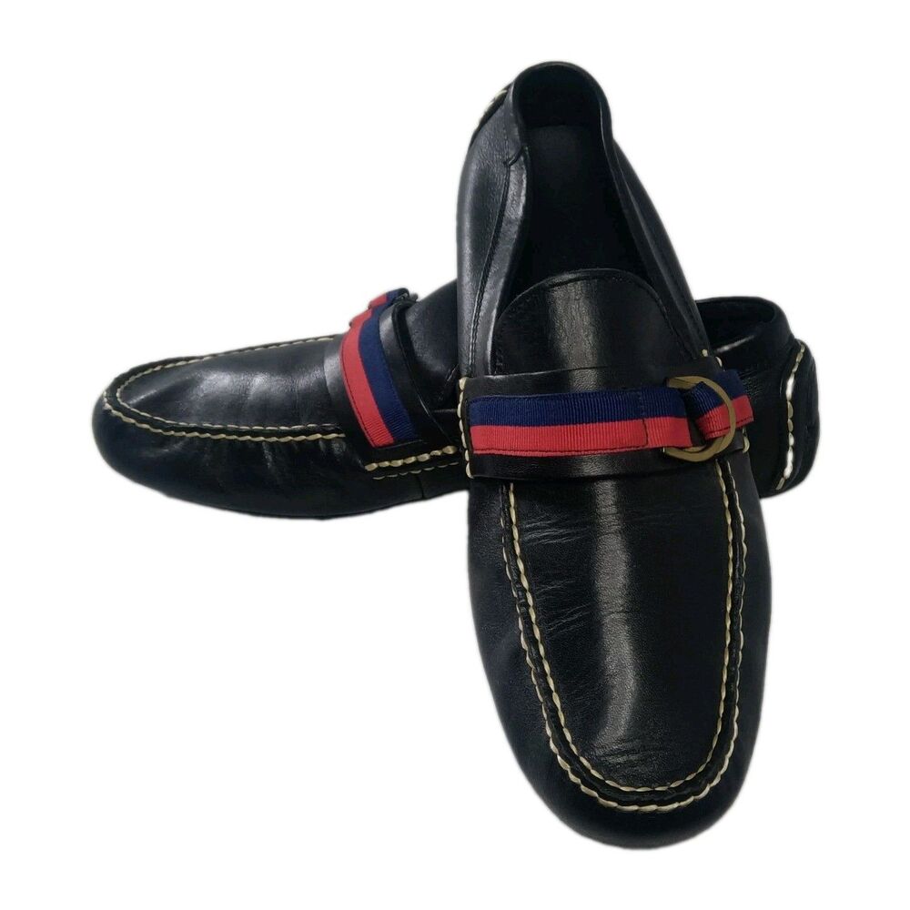 Polo Ralph Lauren Terry Ribbon  Loafers Mens size 11 D Shoes Black Leather